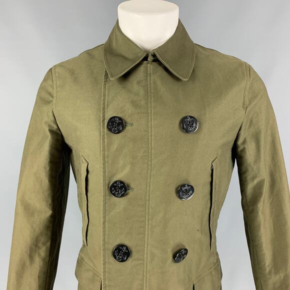PS by PAUL SMITH Size S Olive Cotton Double Breasted Peacoat - Picture 2 of 8